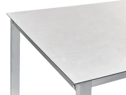 Discount Beliani Set da pranzo da giardino 4 posti COSOLETO/GROSSETO Vetro temperato Effetto marmo Bianco/Beige Argento Bianco Beige