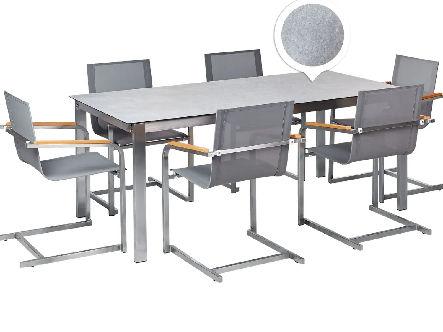 Sale Beliani Set da pranzo da giardino 6 posti COSOLETO Vetro temperato Grigio Argento Grigio