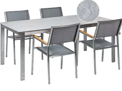Best Beliani Set da pranzo da giardino 4 posti COSOLETO/GROSSETO Vetro temperato Effetto marmo Grigio Argento Grigio