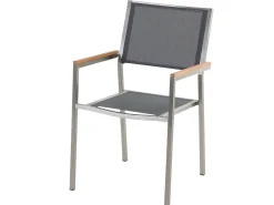 Best Beliani Set da pranzo da giardino 4 posti COSOLETO/GROSSETO Vetro temperato Effetto marmo Grigio Argento Grigio