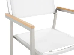 Discount Beliani Set da pranzo da giardino 6 posti COSOLETO/GROSSETO Vetro temperato Effetto marmo Marmo bianco Argento Bianco
