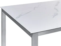 Discount Beliani Set da pranzo da giardino 6 posti COSOLETO/GROSSETO Vetro temperato Effetto marmo Marmo bianco Argento Bianco