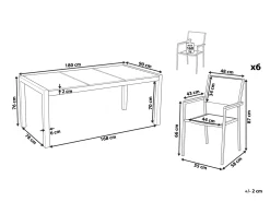 Discount Beliani Set da pranzo da giardino 6 posti COSOLETO/GROSSETO Vetro temperato Effetto marmo Marmo bianco Argento Bianco