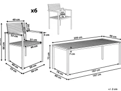 Best Beliani Set da pranzo da giardino 6 posti VIAREGGIO Legno di teak certificato Marrone Argento Marrone