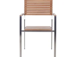 Best Beliani Set da pranzo da giardino 6 posti VIAREGGIO Legno di teak certificato Marrone Argento Marrone