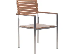 Best Beliani Set da pranzo da giardino 6 posti VIAREGGIO Legno di teak certificato Marrone Argento Marrone