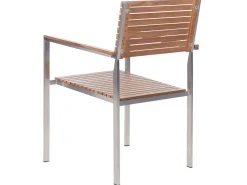 Best Beliani Set da pranzo da giardino 6 posti VIAREGGIO Legno di teak certificato Marrone Argento Marrone