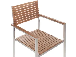 Best Beliani Set da pranzo da giardino 6 posti VIAREGGIO Legno di teak certificato Marrone Argento Marrone