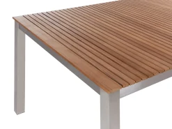 Best Beliani Set da pranzo da giardino 6 posti VIAREGGIO Legno di teak certificato Marrone Argento Marrone