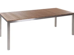 Best Beliani Set da pranzo da giardino 6 posti VIAREGGIO Legno di teak certificato Marrone Argento Marrone