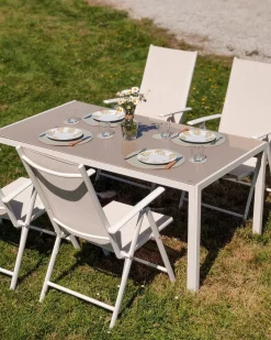 Online Beliani Set da pranzo da giardino 6 posti CATANIA Metallo Beige Bianco Beige