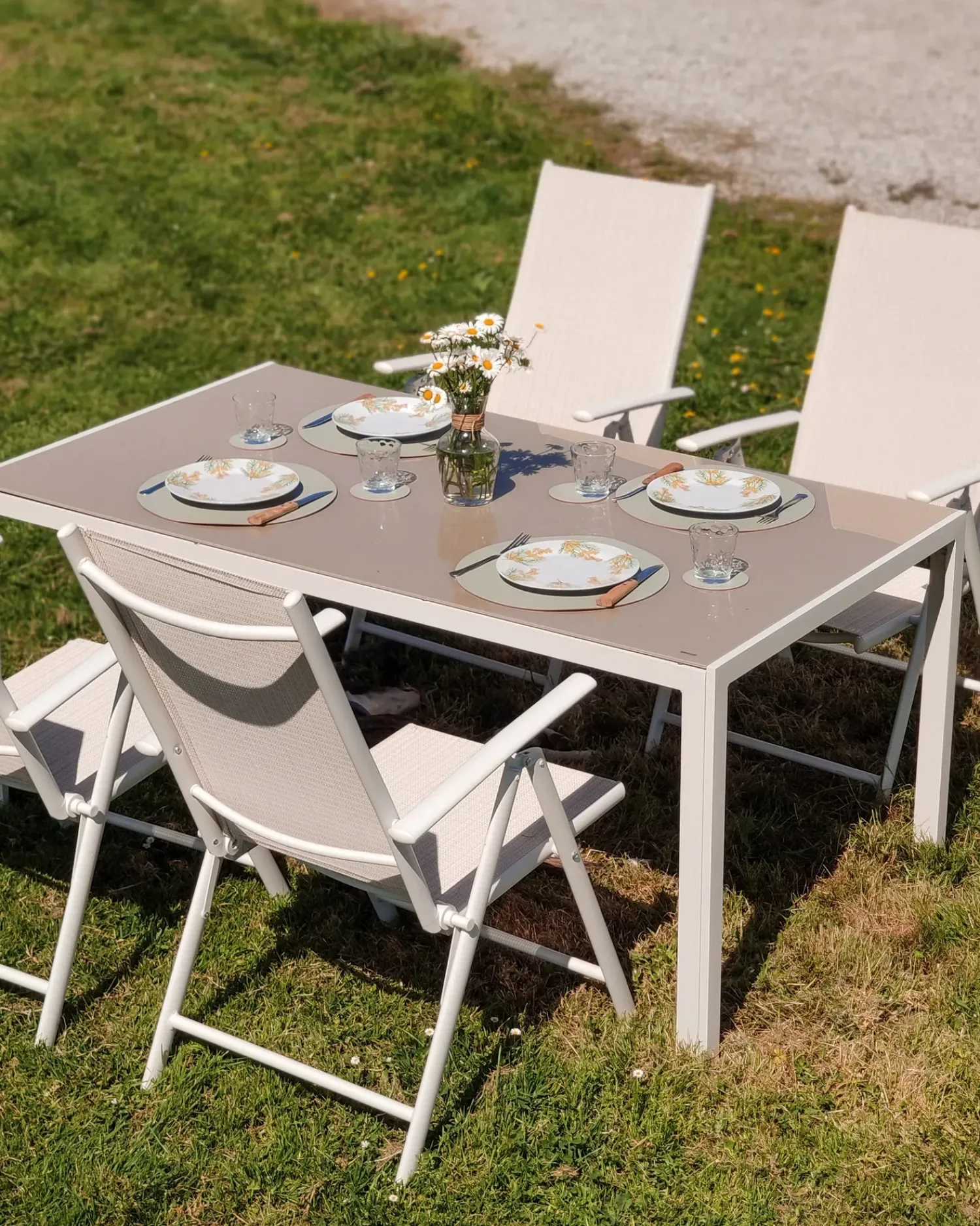 Online Beliani Set da pranzo da giardino 6 posti CATANIA Metallo Beige Bianco Beige