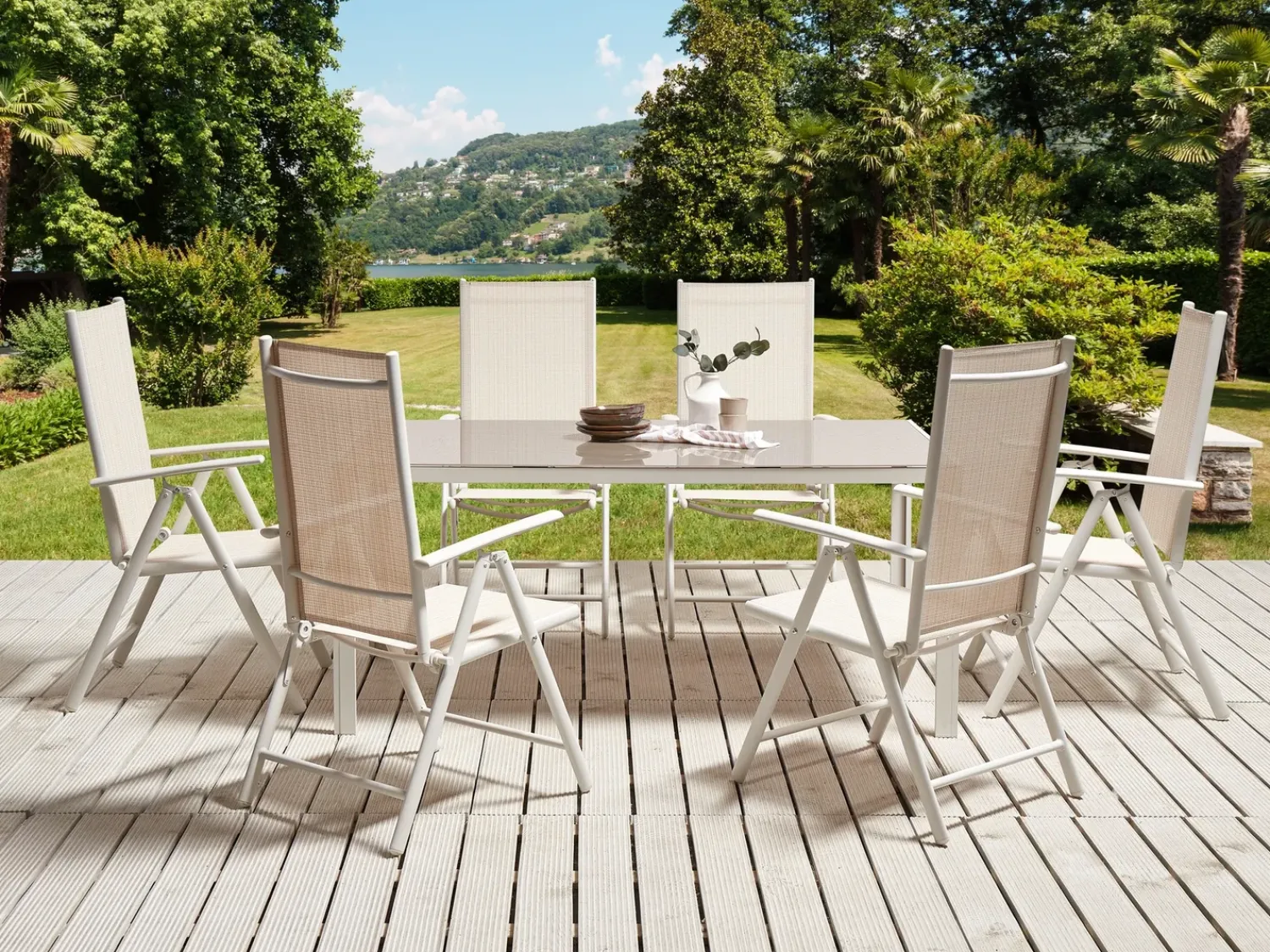 Online Beliani Set da pranzo da giardino 6 posti CATANIA Metallo Beige Bianco Beige