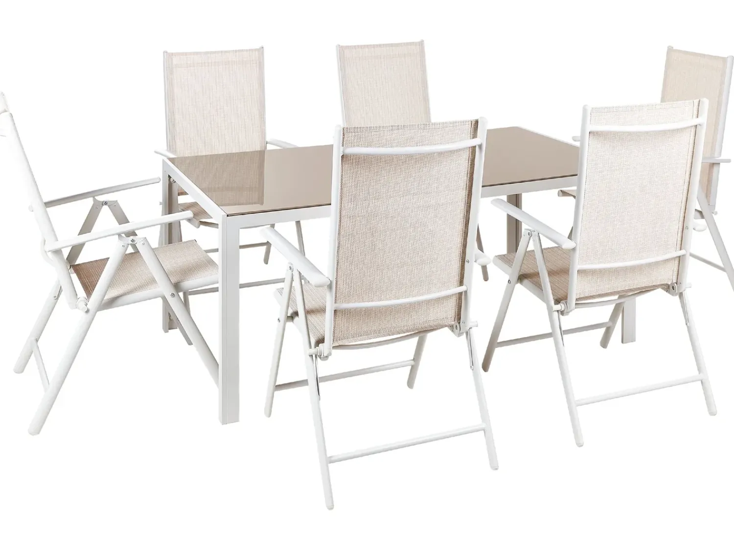 Online Beliani Set da pranzo da giardino 6 posti CATANIA Metallo Beige Bianco Beige