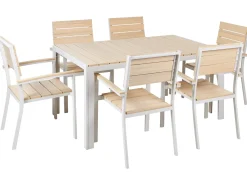 Hot Beliani Set da pranzo da giardino 6 posti COMO Beige Bianco Beige