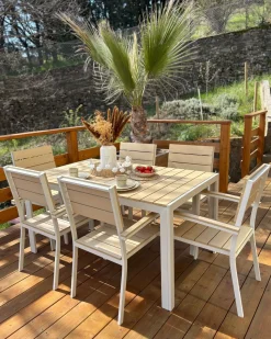 Hot Beliani Set da pranzo da giardino 6 posti COMO Beige Bianco Beige