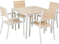 Online Beliani Set da pranzo da giardino 4 posti PRATO Beige Bianco Beige