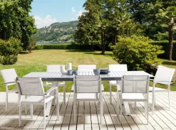 Online Beliani Set da pranzo da giardino 8 posti PERETA Metallo Grigio Bianco Grigio