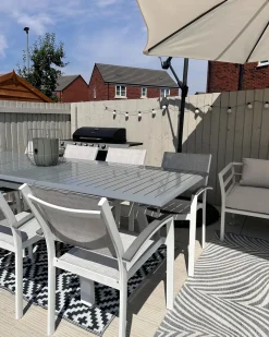 Online Beliani Set da pranzo da giardino 8 posti PERETA Metallo Grigio Bianco Grigio