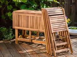 New Beliani Set da pranzo da giardino 4 posti FRASSINE Legno d'acacia Marrone