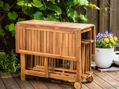 New Beliani Set da pranzo da giardino 4 posti FRASSINE Legno d'acacia Marrone