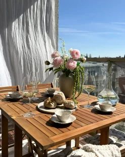 New Beliani Set da pranzo da giardino 4 posti FRASSINE Legno d'acacia Marrone
