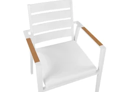 Hot Beliani Set da pranzo da giardino 6 posti VALCANETTO/TAVIANO Metallo Bianco Bianco Marrone