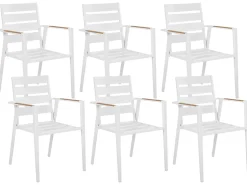 Hot Beliani Set da pranzo da giardino 6 posti VALCANETTO/TAVIANO Metallo Bianco Bianco Marrone