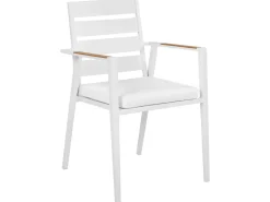 Hot Beliani Set da pranzo da giardino 6 posti VALCANETTO/TAVIANO Metallo Bianco Bianco Marrone