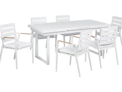 Hot Beliani Set da pranzo da giardino 6 posti VALCANETTO/TAVIANO Metallo Bianco Bianco Marrone