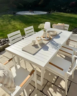 Hot Beliani Set da pranzo da giardino 6 posti VALCANETTO/TAVIANO Metallo Bianco Bianco Marrone