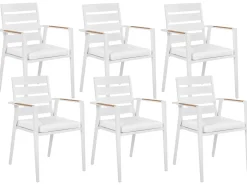 Hot Beliani Set da pranzo da giardino 6 posti VALCANETTO/TAVIANO Metallo Bianco Bianco Marrone