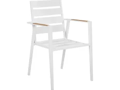 Hot Beliani Set da pranzo da giardino 6 posti VALCANETTO/TAVIANO Metallo Bianco Bianco Marrone