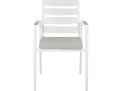 New Beliani Set da pranzo da giardino 6 posti VALCANETTO/TAVIANO con cuscini Metallo Grigio Bianco Marrone Grigio