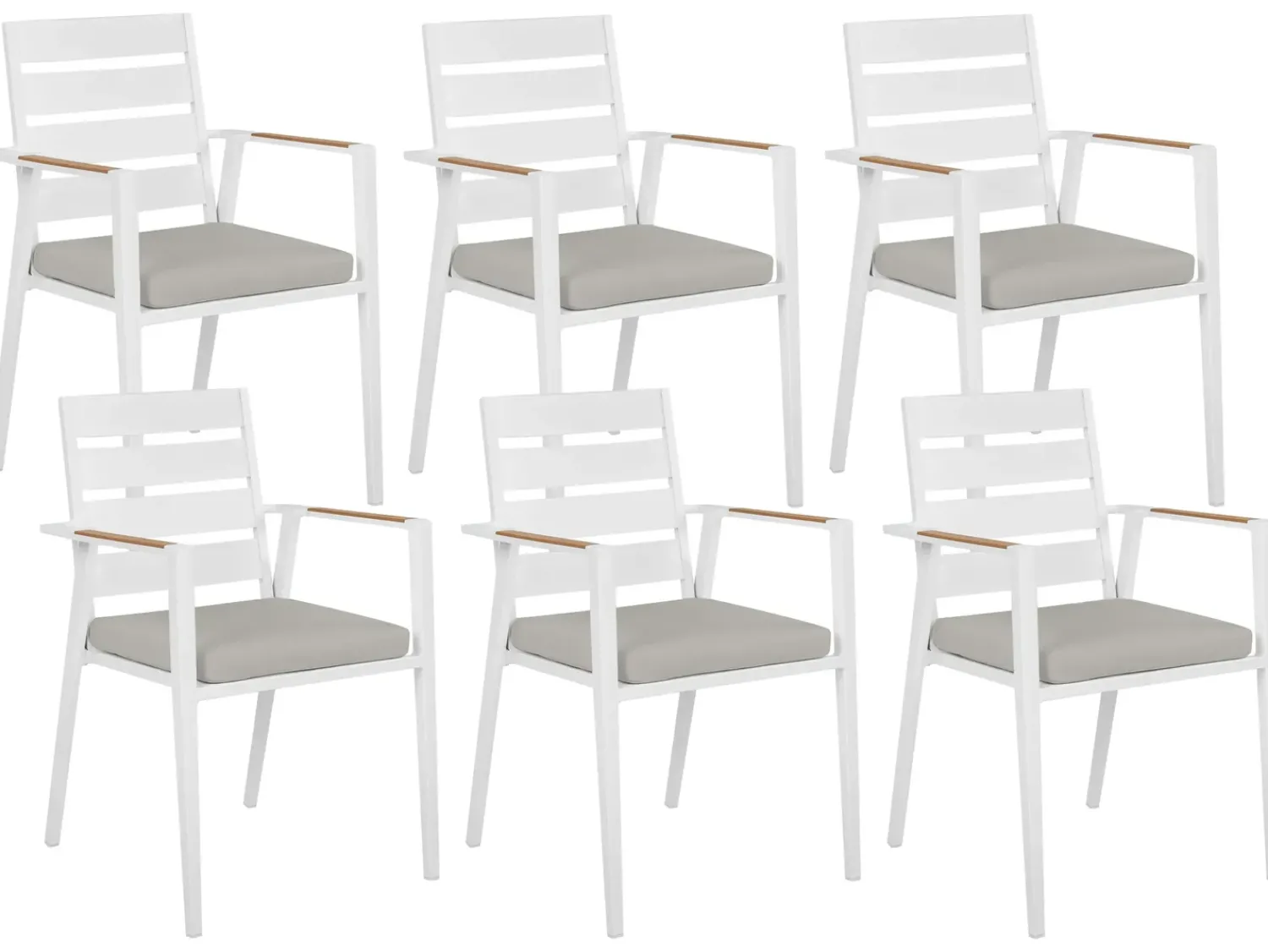 New Beliani Set da pranzo da giardino 6 posti VALCANETTO/TAVIANO con cuscini Metallo Grigio Bianco Marrone Grigio