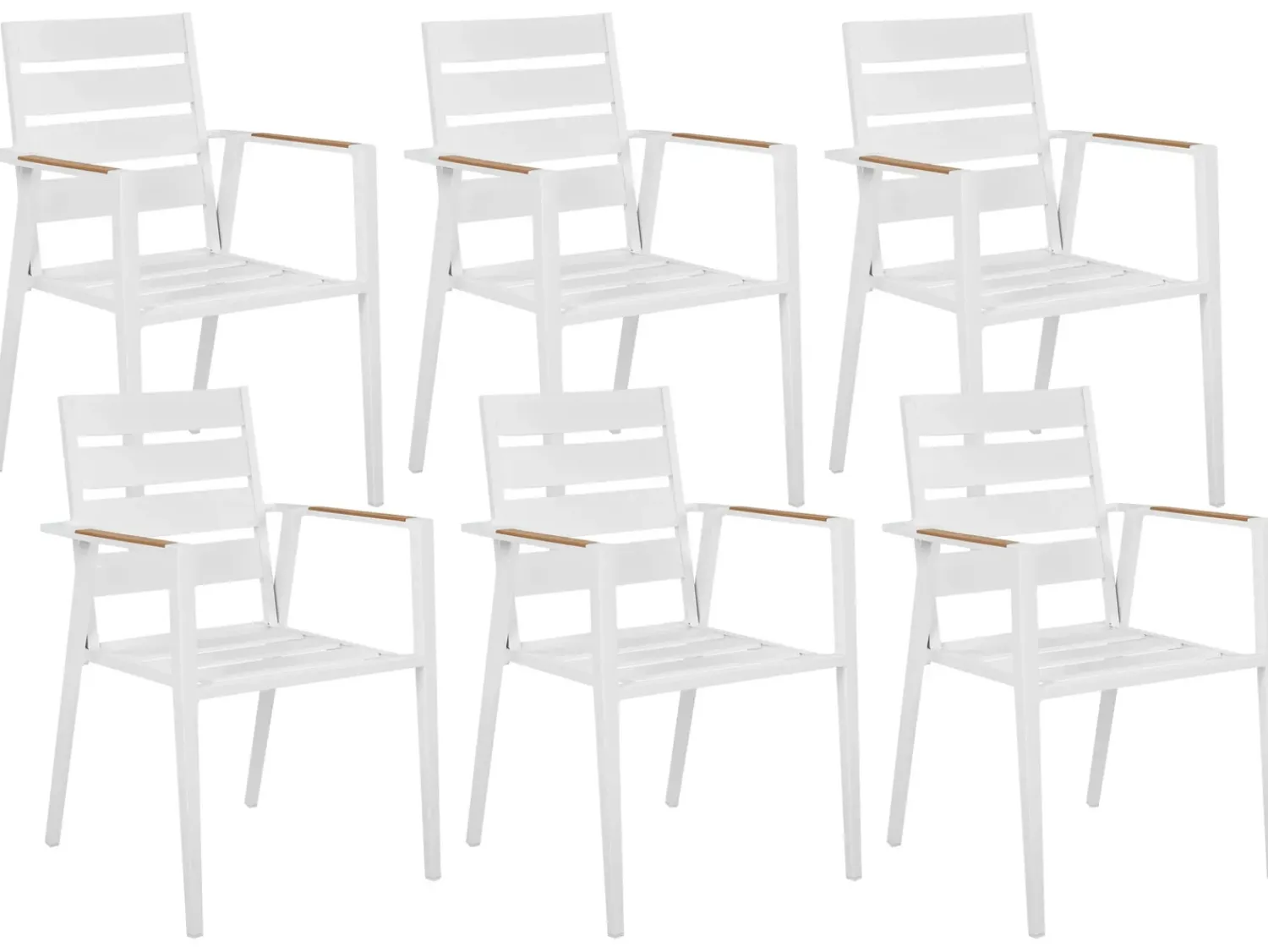 New Beliani Set da pranzo da giardino 6 posti VALCANETTO/TAVIANO con cuscini Metallo Grigio Bianco Marrone Grigio