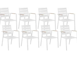 Discount Beliani Set da pranzo da giardino 8 posti VALCANETTO/TAVIANO con cuscini Metallo Grigio Bianco Marrone Grigio