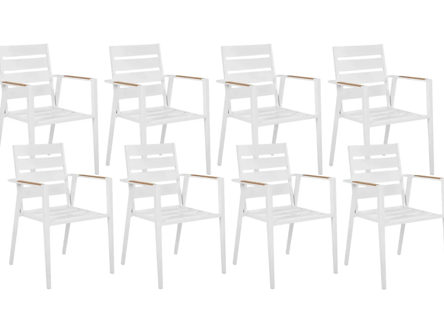 Discount Beliani Set da pranzo da giardino 8 posti VALCANETTO/TAVIANO con cuscini Metallo Grigio Bianco Marrone Grigio