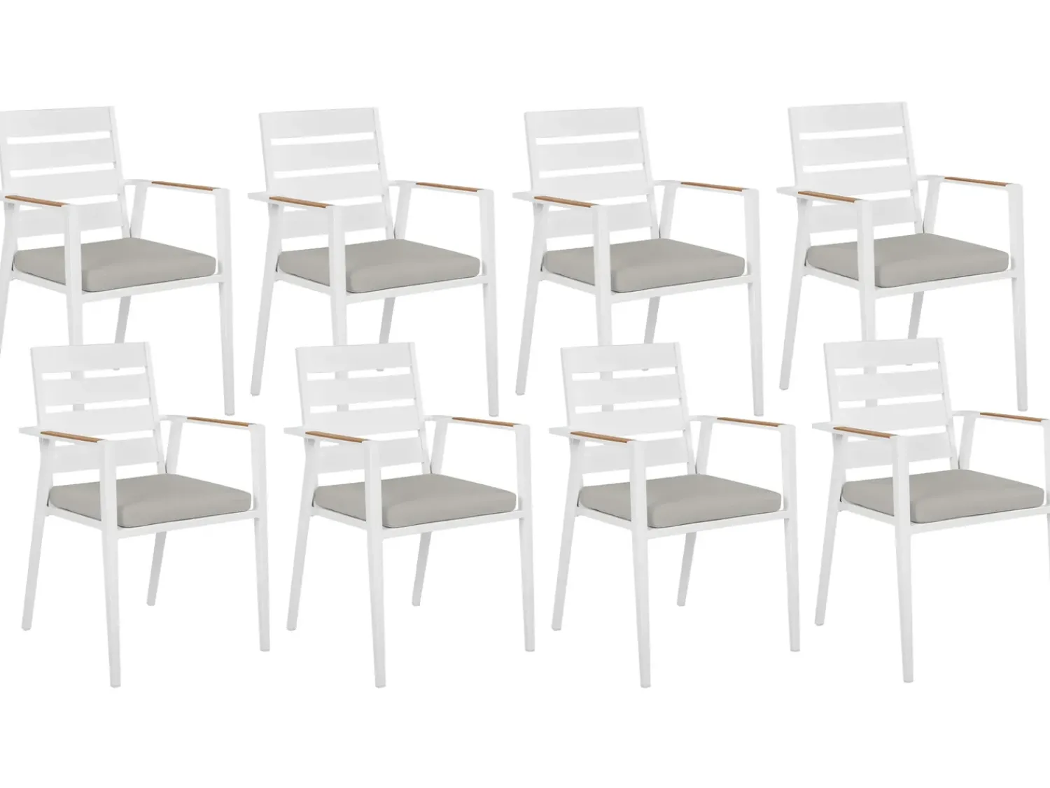 Discount Beliani Set da pranzo da giardino 8 posti VALCANETTO/TAVIANO con cuscini Metallo Grigio Bianco Marrone Grigio