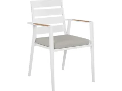 Discount Beliani Set da pranzo da giardino 8 posti VALCANETTO/TAVIANO con cuscini Metallo Grigio Bianco Marrone Grigio