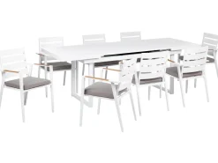 Discount Beliani Set da pranzo da giardino 8 posti VALCANETTO/TAVIANO con cuscini Metallo Grigio Bianco Marrone Grigio