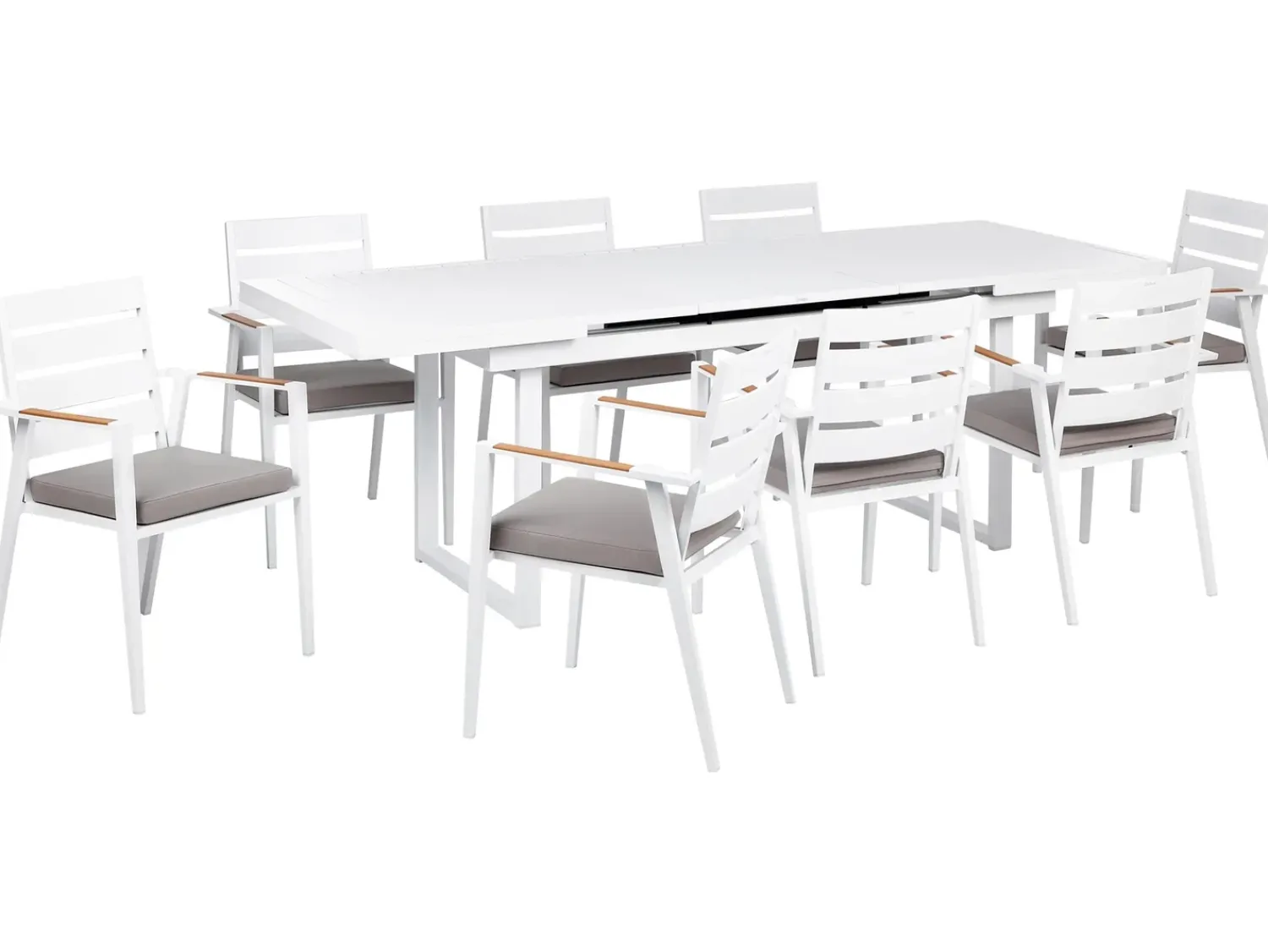 Discount Beliani Set da pranzo da giardino 8 posti VALCANETTO/TAVIANO con cuscini Metallo Grigio Bianco Marrone Grigio