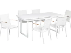 Beliani Set da pranzo da giardino 6 posti VALCANETTO/BUSSETO Metallo Bianco Bianco Marrone