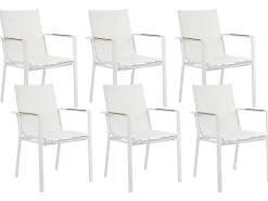 Beliani Set da pranzo da giardino 6 posti VALCANETTO/BUSSETO Metallo Bianco Bianco Marrone