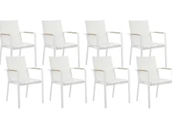 Sale Beliani Set da pranzo da giardino 8 posti VALCANETTO/BUSSETO Metallo Bianco Bianco Marrone