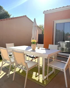 Sale Beliani Set da pranzo da giardino 8 posti VALCANETTO/BUSSETO Metallo Bianco Bianco Marrone