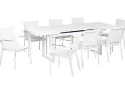Sale Beliani Set da pranzo da giardino 8 posti VALCANETTO/BUSSETO Metallo Bianco Bianco Marrone
