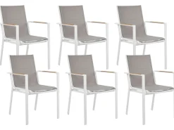 Hot Beliani Set da pranzo da giardino 6 posti VALCANETTO/BUSSETO Metallo Grigio Bianco Marrone Grigio