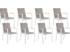 Outlet Beliani Set da pranzo da giardino 8 posti VALCANETTO/BUSSETO Metallo Grigio Bianco Marrone Grigio