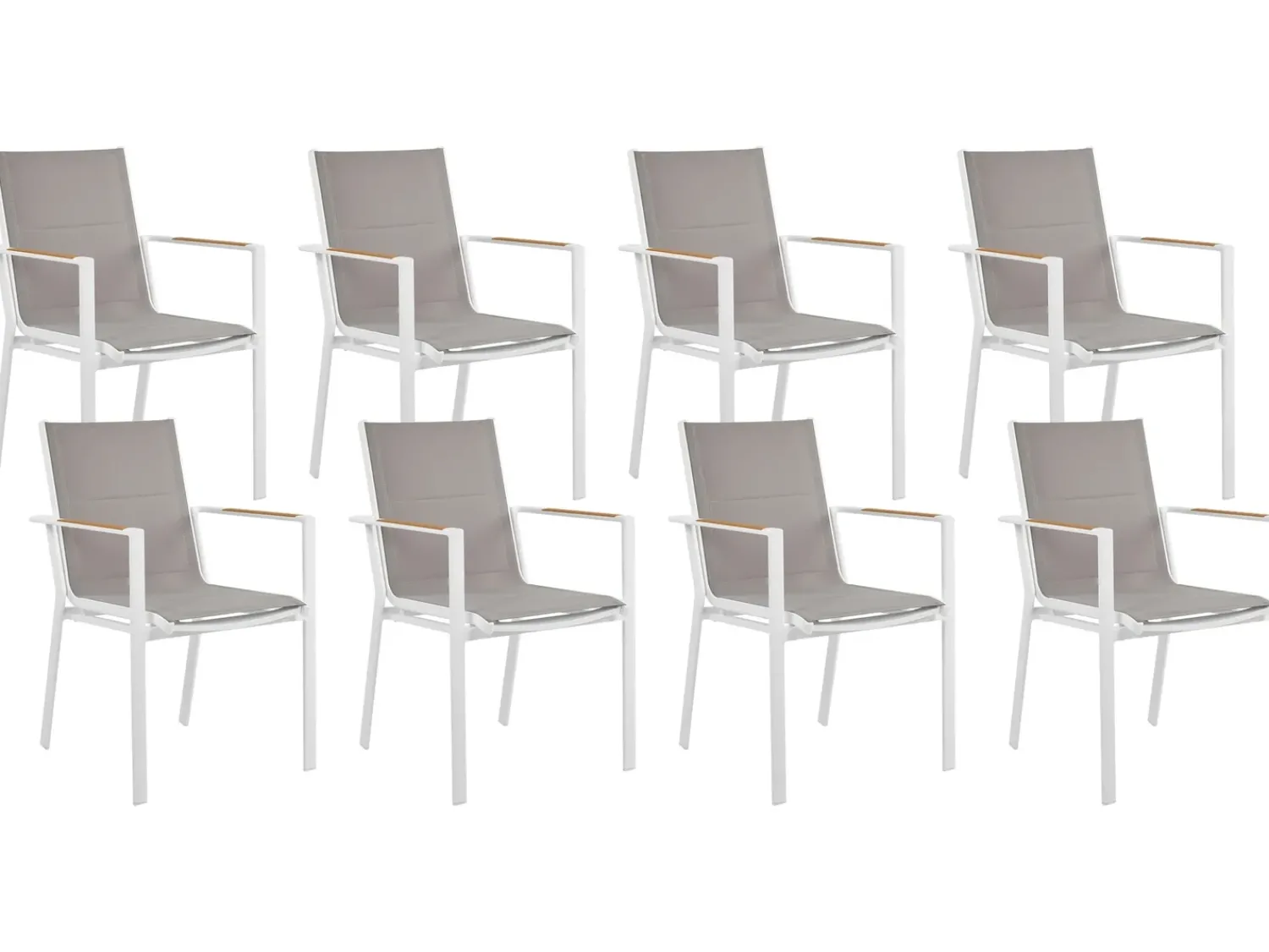 Outlet Beliani Set da pranzo da giardino 8 posti VALCANETTO/BUSSETO Metallo Grigio Bianco Marrone Grigio